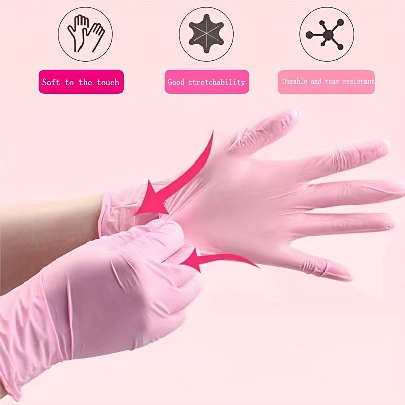 100 Disposable Gloves Made Of Nitrile Rubber, Food Grade Beauty, Kitchen Cooking, Dishwashing, Waterproof, Massage, Oil Resistant, Durable And Clean Party Packs Decorations luvshop24