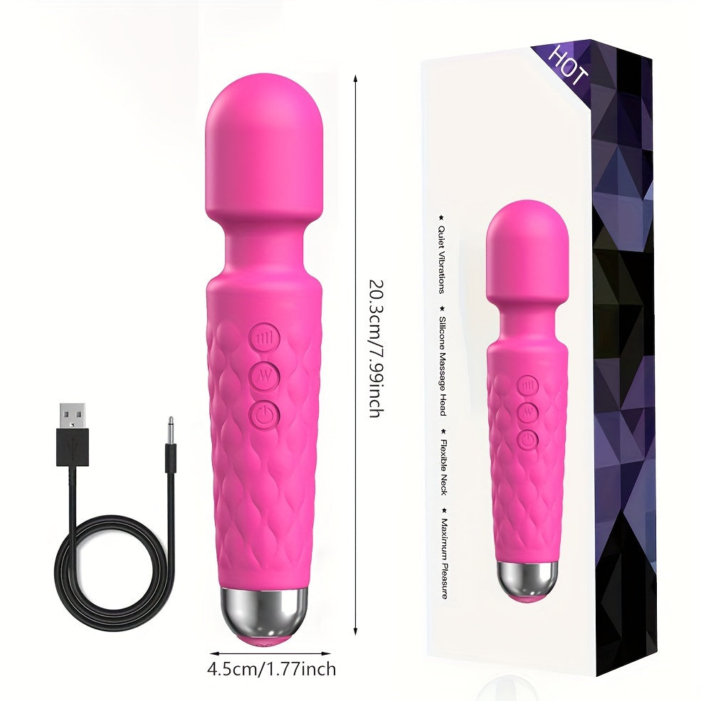 Vibrating Wand Massager - 20 Modes, 8 Speeds, Quiet, Waterproof, USB Rechargeable, Hand-Held, Cordless, Mini, Adult Toy for Her Pleasure, Couples Delight luvshop24