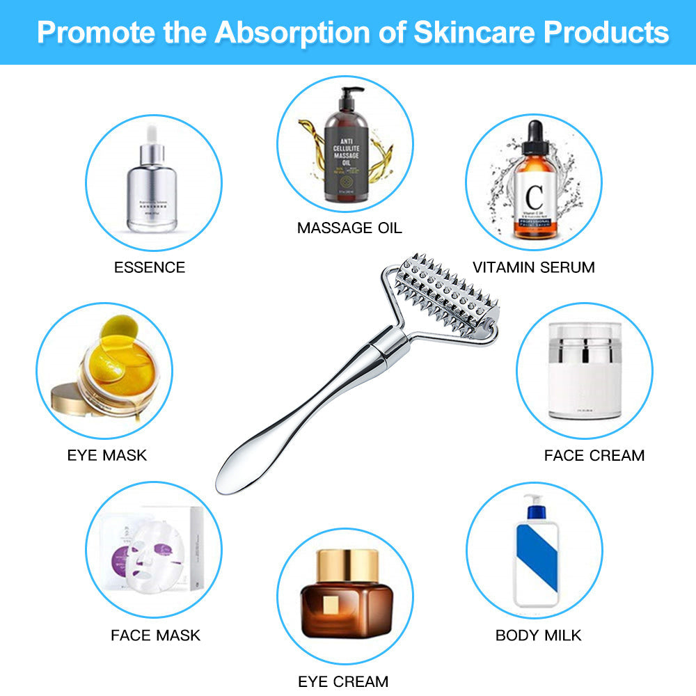 Stainless Steel Facial Massage Roller Gua Sha Tool Set Massager for Face Body Beauty SPA Care Tools, Acupressure Massager - Deep Tissue Massage Tool for Hand, Foot, Neck, Arms luvshop24