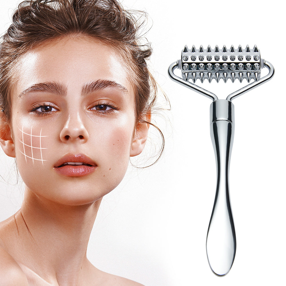 Stainless Steel Facial Massage Roller Gua Sha Tool Set Massager for Face Body Beauty SPA Care Tools, Acupressure Massager - Deep Tissue Massage Tool for Hand, Foot, Neck, Arms luvshop24