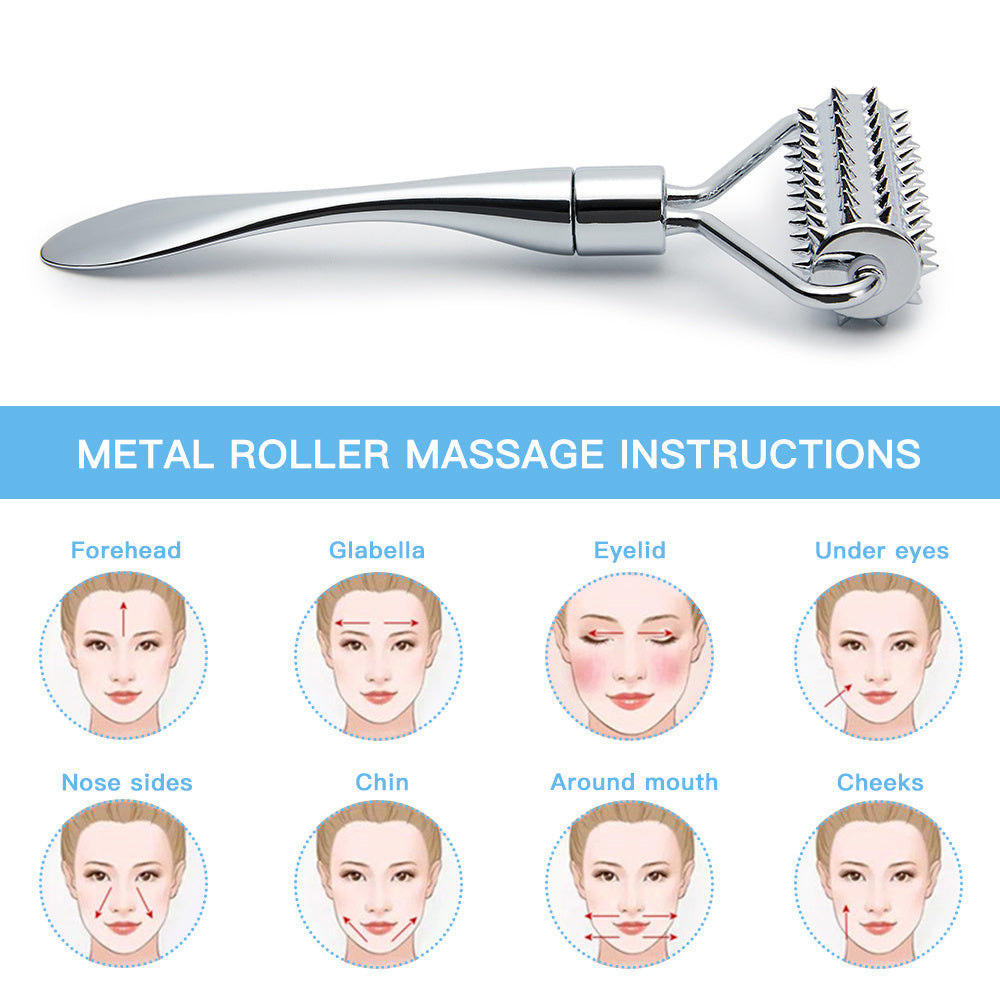 Stainless Steel Facial Massage Roller Gua Sha Tool Set Massager for Face Body Beauty SPA Care Tools, Acupressure Massager - Deep Tissue Massage Tool for Hand, Foot, Neck, Arms luvshop24