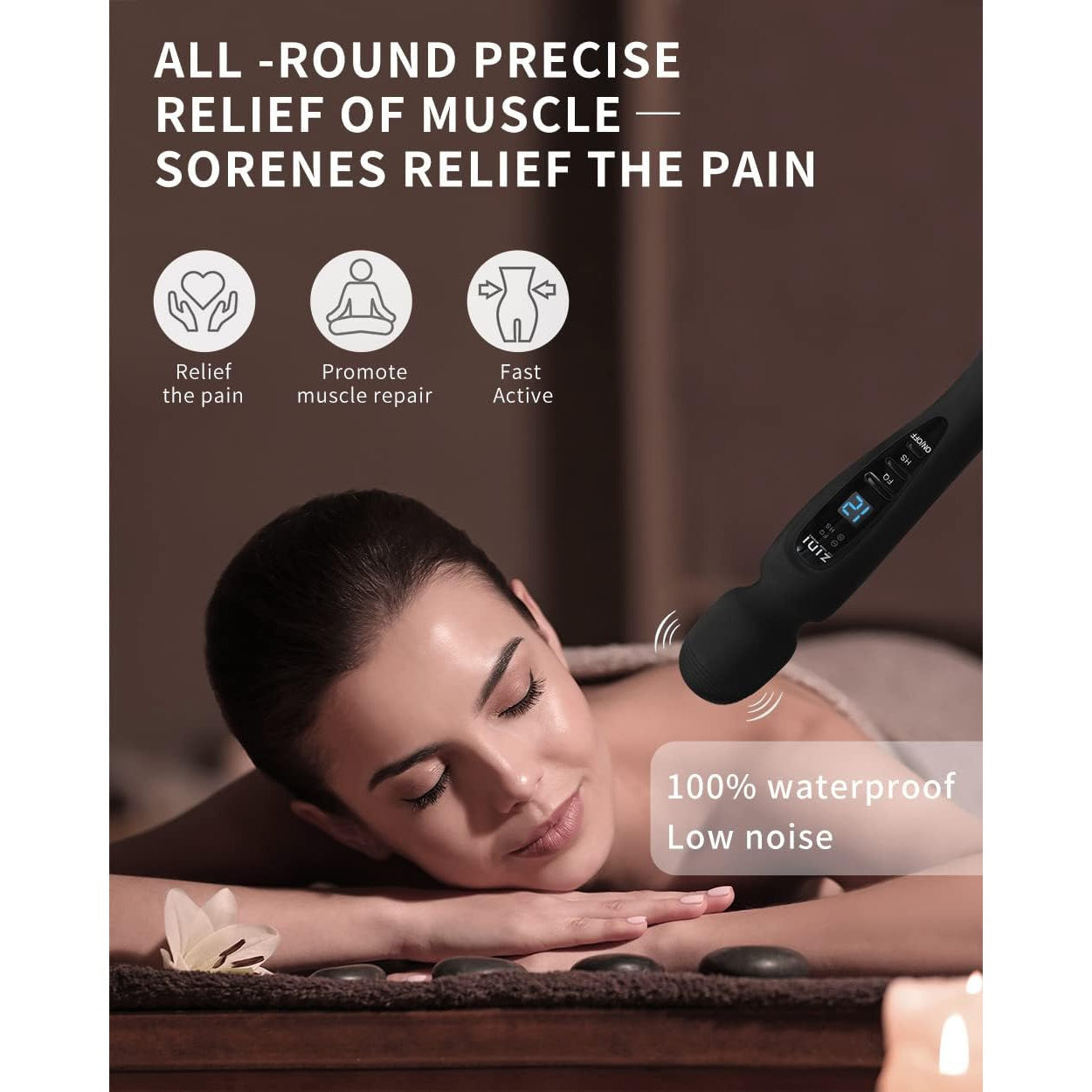 Rechargeable Personal Massager, 12 Patterns Massager, Personal Massager for Women, Quiet & Waterproof Massager for Women, Digital Display Wand Massager for Neck, Back Pain Relief - Black luvshop24