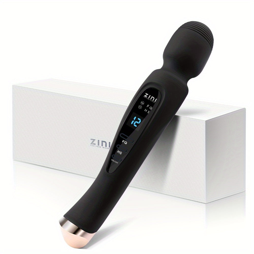 Rechargeable Personal Massager, 12 Patterns Massager, Personal Massager for Women, Quiet & Massager for Women, Digital Display Wand Massager for Neck, Back Pain Relief - Black, Dildo luvshop24