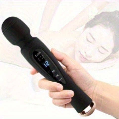 Rechargeable Personal Massager, 12 Patterns Massager, Personal Massager for Women, Quiet & Massager for Women, Digital Display Wand Massager for Neck, Back Pain Relief - Black, Dildo luvshop24