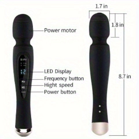 Rechargeable Personal Massager, 12 Patterns Massager, Personal Massager for Women, Quiet & Massager for Women, Digital Display Wand Massager for Neck, Back Pain Relief - Black, Dildo luvshop24