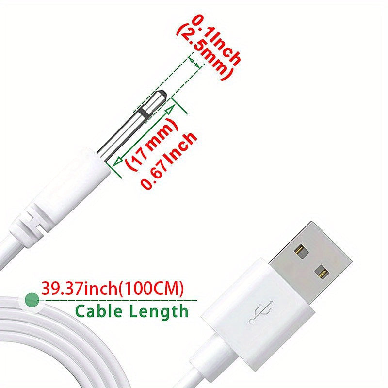 2pcs 3.3ft Fast Charging Cord Adapter - USB To 2.5mm DC Jack - Rechargeable Massager Wand Compatible luvshop24