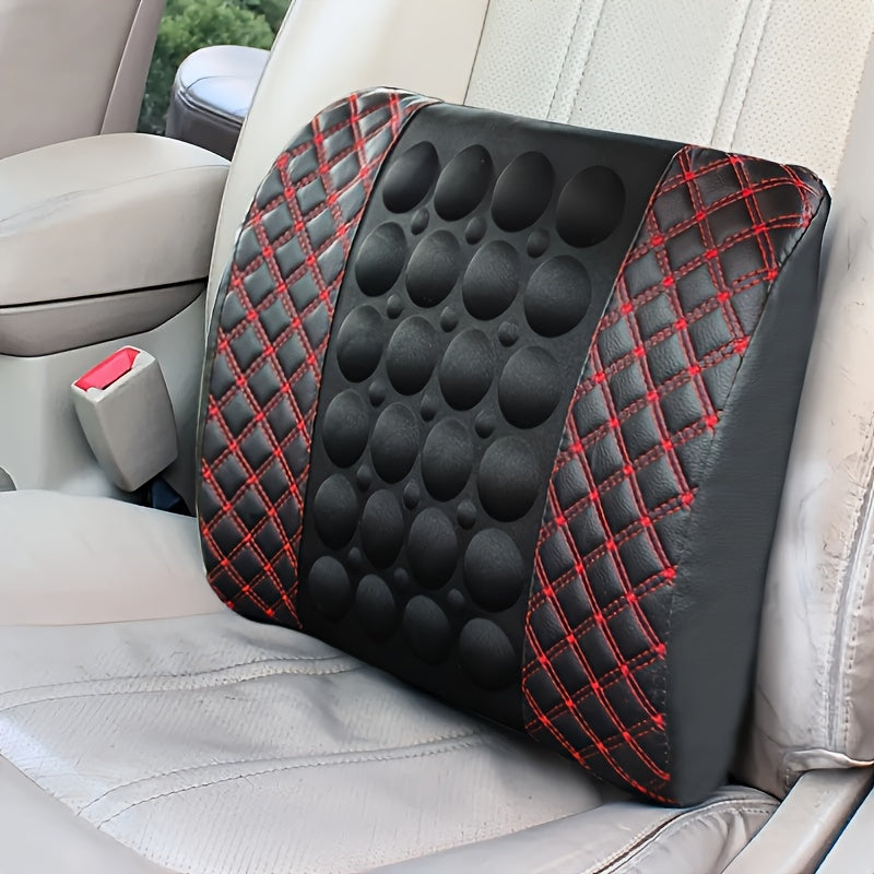 Car Lumbar Electric Massager, Red Pillow Car Interior Decoration, Ultra-fiber PU Leather Cushion For Car, Office luvshop24