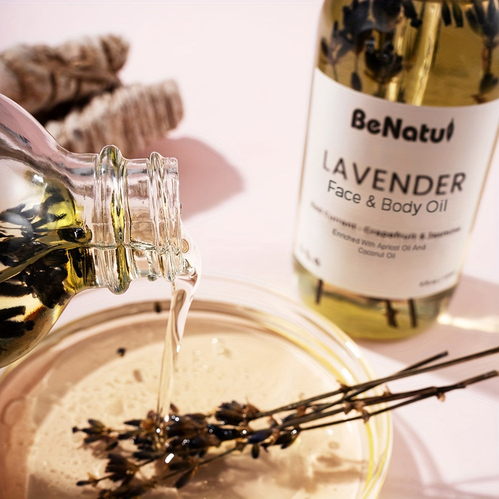 BeNatu 1 Bottle Body Massage Oil Lavender Body Oil -4.06 oz Lavender Body Oil - Moisturizing Skin Essential Oil - Contains Lavender Extract, Olive Oil - All Light Beige Types luvshop24