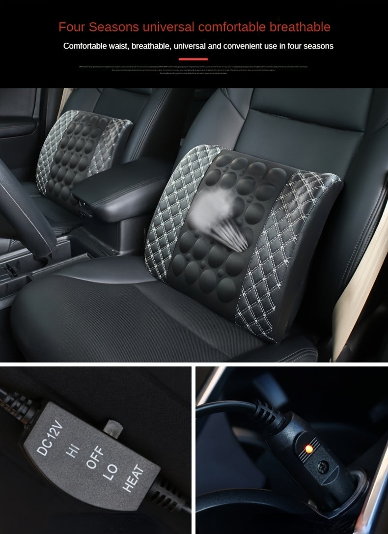 Car Lumbar Electric Massager, Red Pillow Car Interior Decoration, Ultra-fiber PU Leather Cushion For Car, Office luvshop24