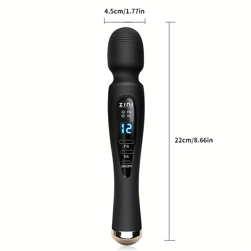 Rechargeable Personal Massager, 12 Patterns Massager, Personal Massager for Women, Quiet & Waterproof Massager for Women, Digital Display Wand Massager for Neck, Back Pain Relief - Black luvshop24