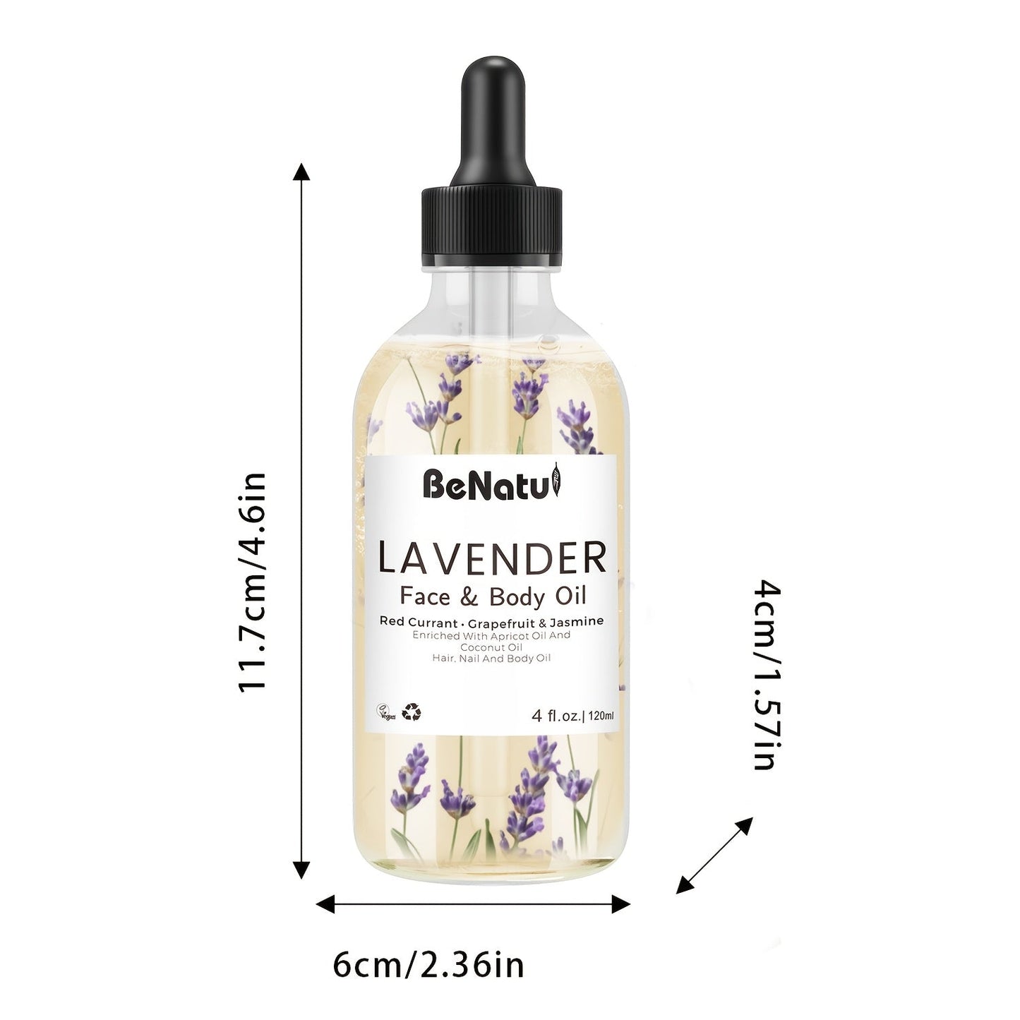 BeNatu 1 Bottle Body Massage Oil Lavender Body Oil -4.06 oz Lavender Body Oil - Moisturizing Skin Essential Oil - Contains Lavender Extract, Olive Oil - All Light Beige Types luvshop24