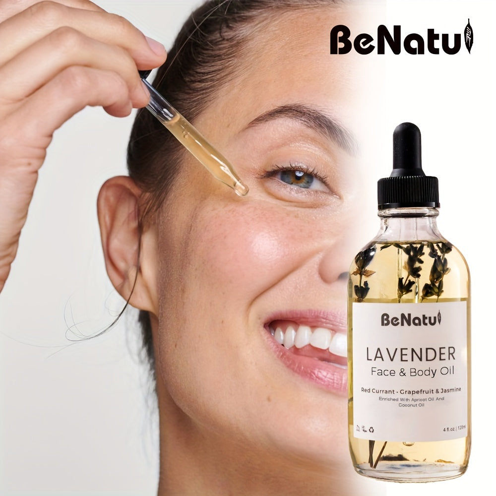 BeNatu 1 Bottle Body Massage Oil Lavender Body Oil -4.06 oz Lavender Body Oil - Moisturizing Skin Essential Oil - Contains Lavender Extract, Olive Oil - All Light Beige Types luvshop24