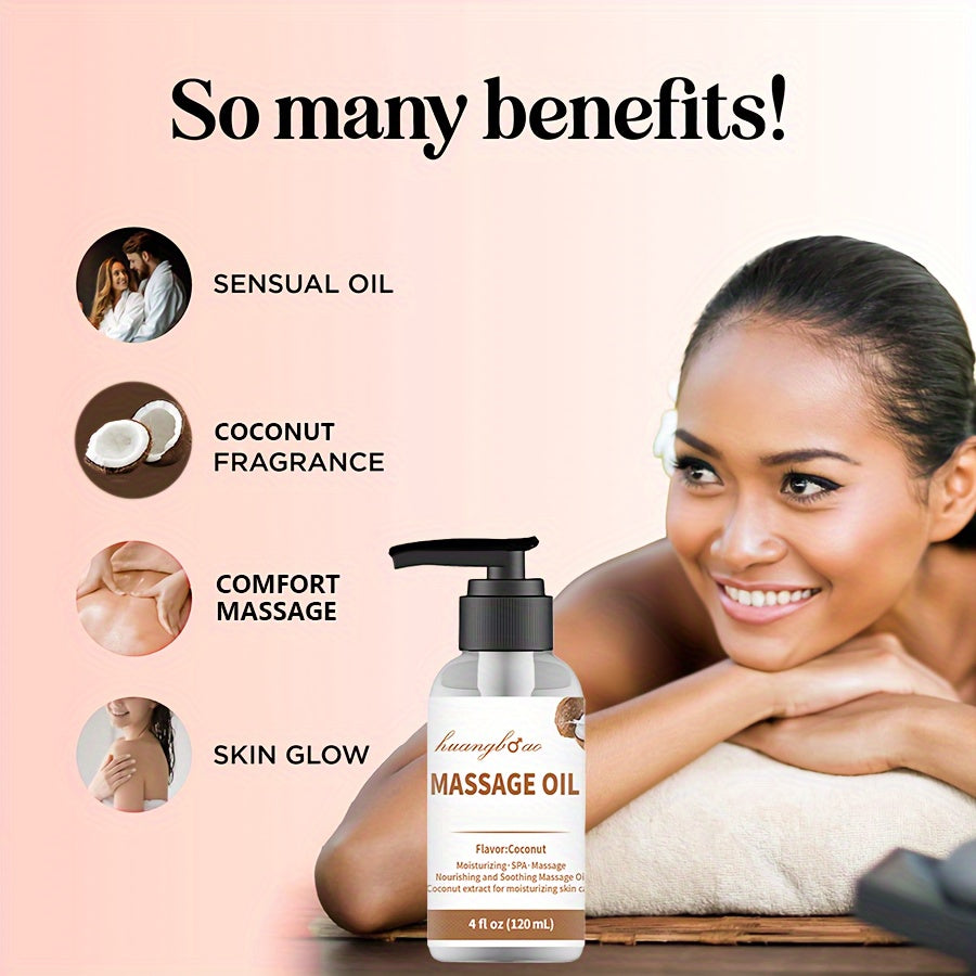 2pcs Coconut Massage Oil for Couples - Full Body Massage Oil for Date Night Massage Smooth Gliding Formula, Valentine'S Day Mother'S Day Gift luvshop24