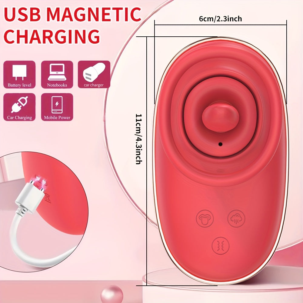 1pc Vibrator Adult Erotica, Female Erotica Vibrator, 3 Suction, 9 Tongue Licking Vibrating Adult Toys, Tongue Licking Clitoris Vagina G Spot, Instant Orgasm, Rose Erotica G Spot Vibrator, Adult Products luvshop24