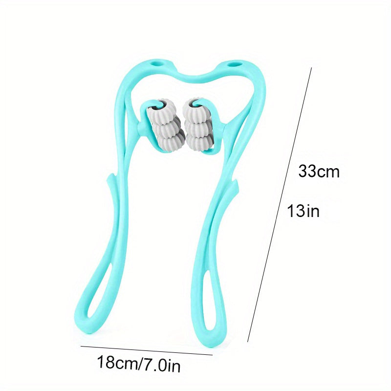 1pc Handheld Neck Massager with 6 Trigger Point Rollers for Deep Tissue Massage - Shiatsu Shoulder Massage Tool for Arm, Legs, Back, Neck and Shoulder Relaxation luvshop24