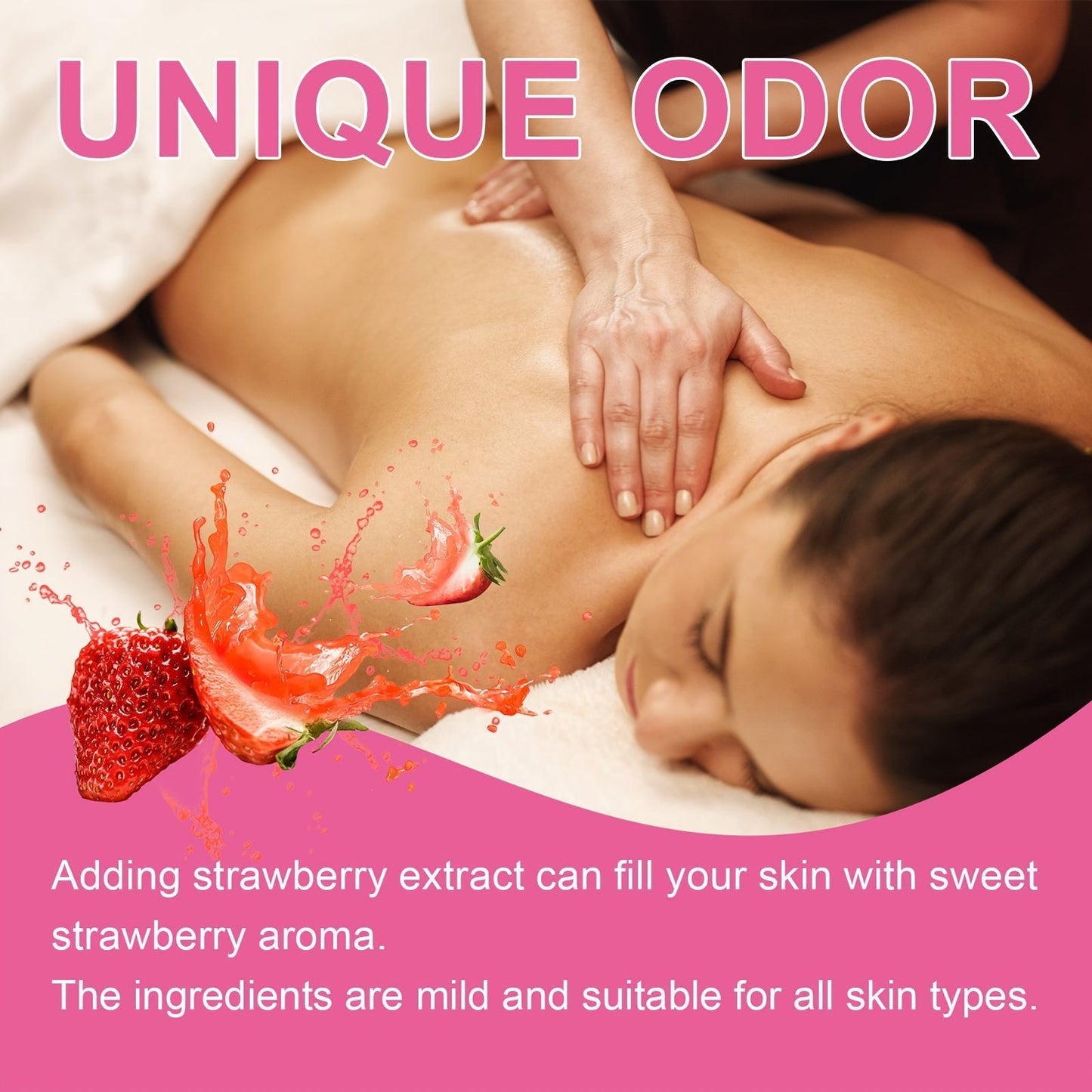 120ml/4.05 Fl.Oz, Body Juice Strawberry Shortcake Scented Massage Oil, With Strawberry Extract, Jojoba, Coconut, Avocado & Olive Oils, Hydrating Body Oil luvshop24