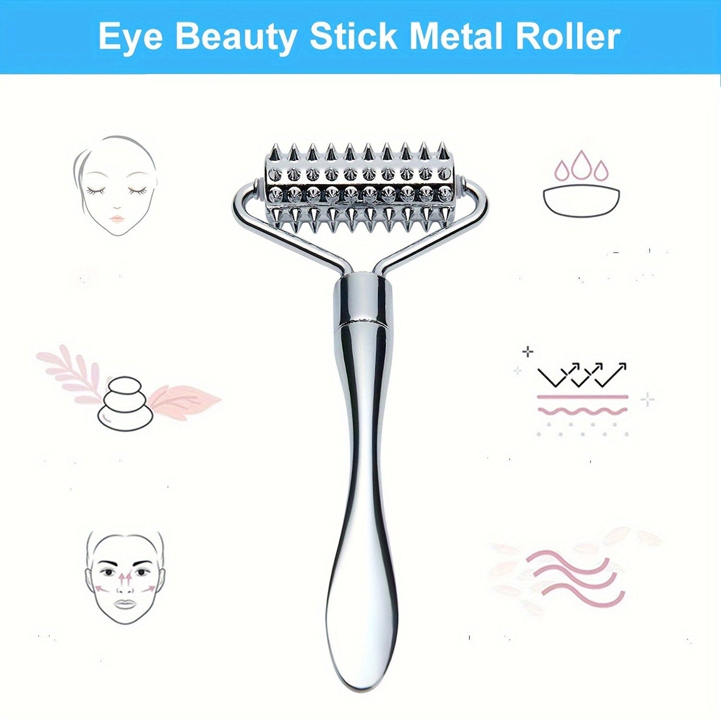 Stainless Steel Facial Massage Roller Gua Sha Tool Set Massager for Face Body Beauty SPA Care Tools, Acupressure Massager - Deep Tissue Massage Tool for Hand, Foot, Neck, Arms luvshop24
