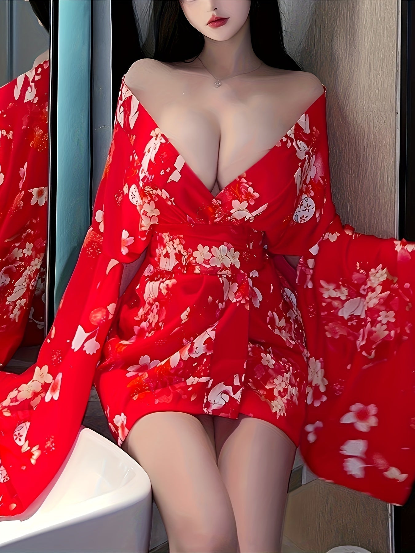 Fashion Design Sleepwear, V-neck Sleep Robe Sleepwear, Women's Sexy Erotic Clothing luvshop24