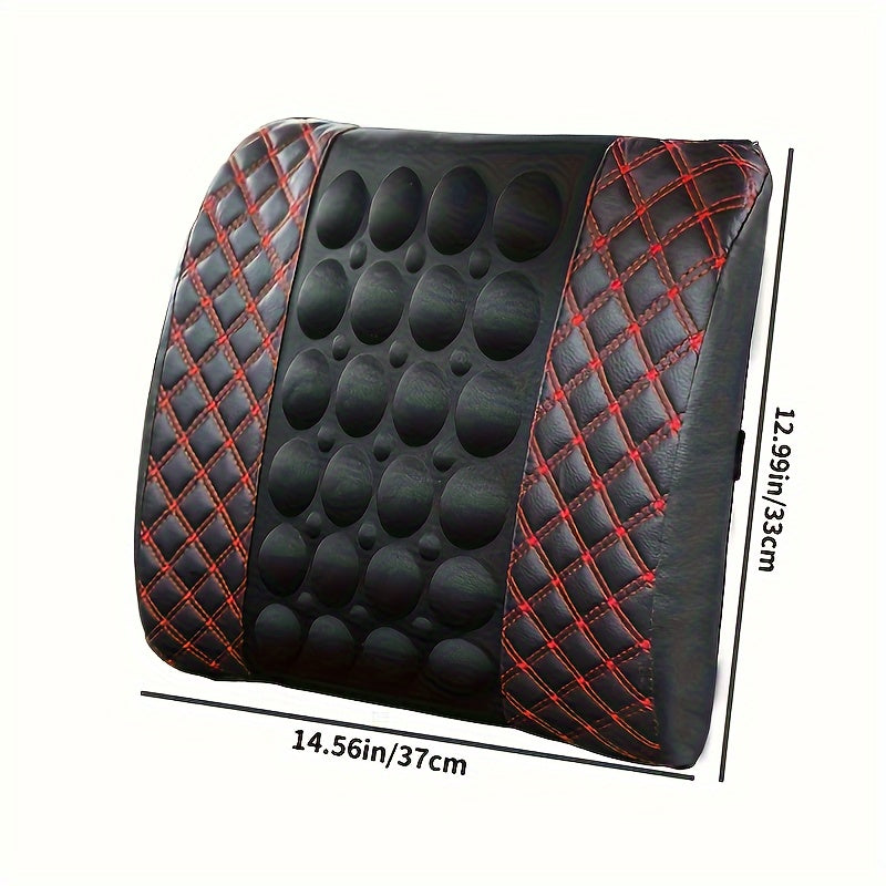 Car Lumbar Electric Massager, Red Pillow Car Interior Decoration, Ultra-fiber PU Leather Cushion For Car, Office luvshop24