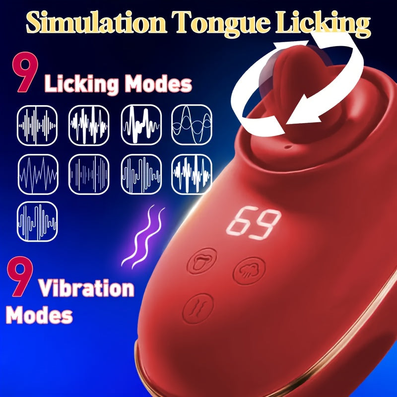 1pc Vibrator Adult Erotica, Female Erotica Vibrator, 3 Suction, 9 Tongue Licking Vibrating Adult Toys, Tongue Licking Clitoris Vagina G Spot, Instant Orgasm, Rose Erotica G Spot Vibrator, Adult Products luvshop24