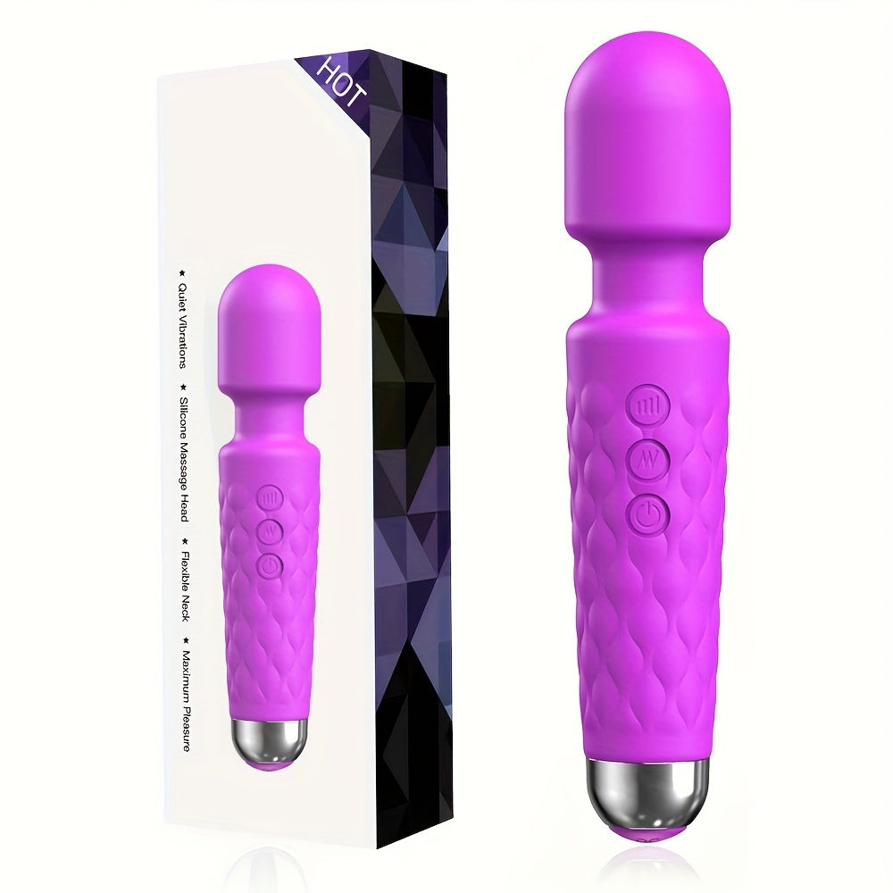 Vibrating Wand Massager - 20 Modes, 8 Speeds, Quiet, Waterproof, USB Rechargeable, Hand-Held, Cordless, Mini, Adult Toy for Her Pleasure, Couples Delight luvshop24