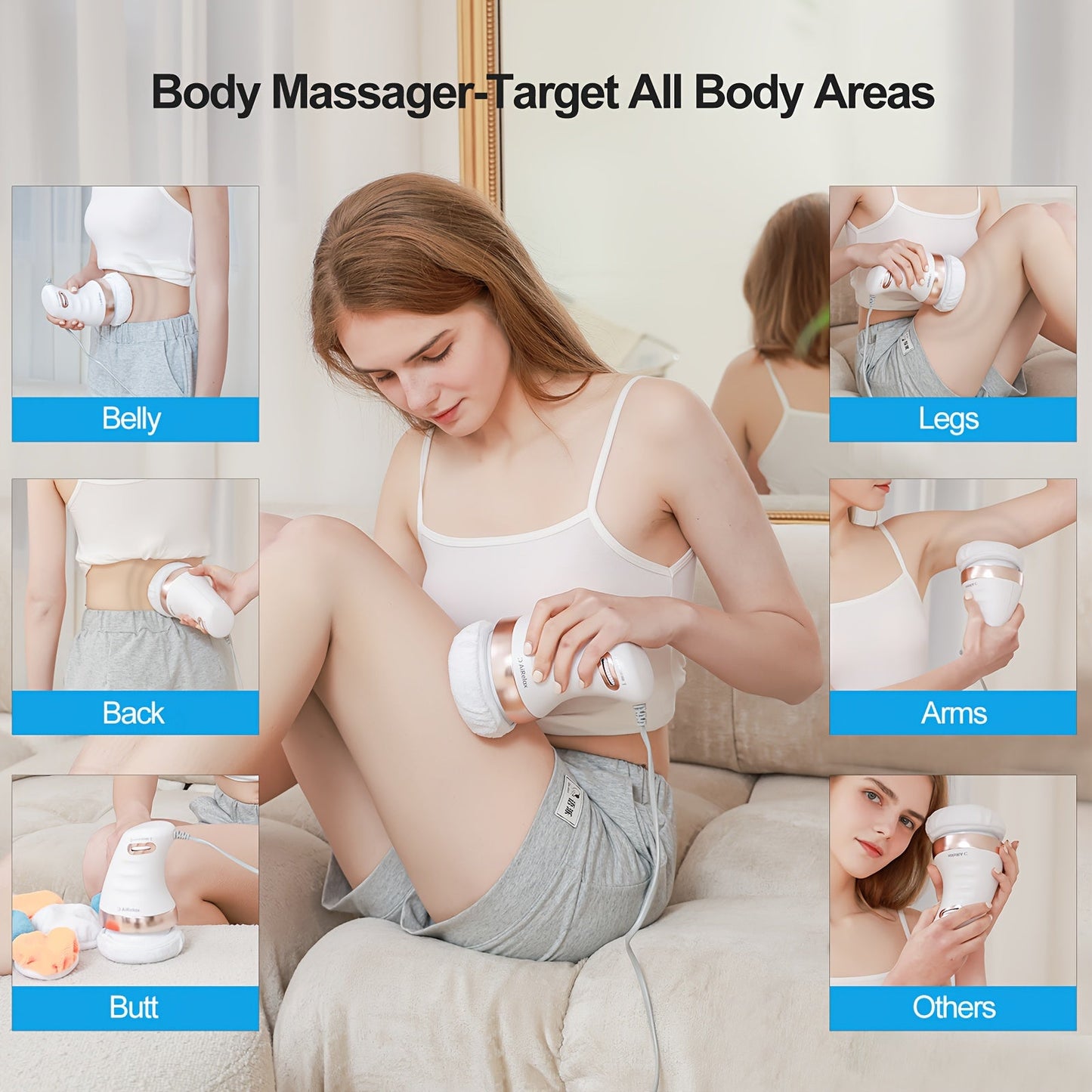 AI Relax Electric Body Massager with Speed Control - Deep Tissue, Muscle Relief, Deep Tissue Massager|Modern Design|Plush White Body Massager, AI Relax luvshop24