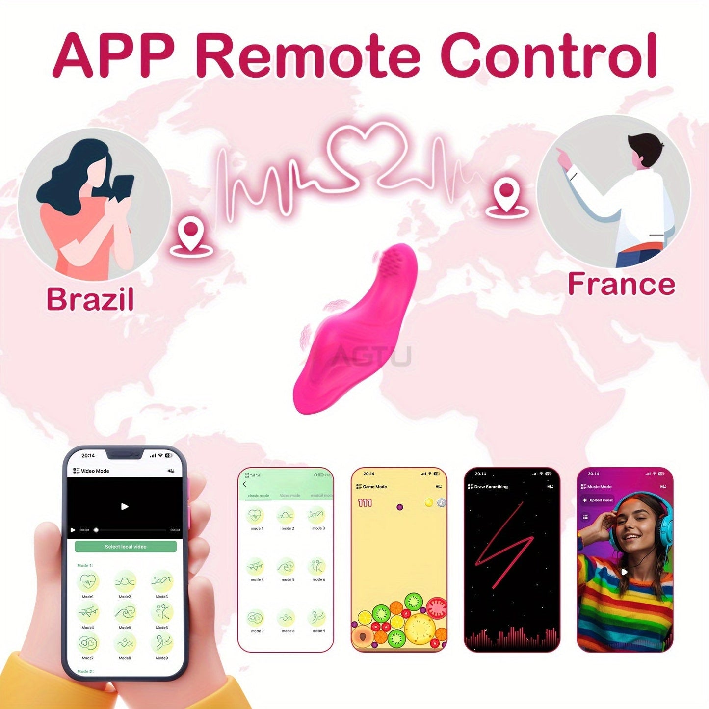 ALWUP Wireless Wearable Vibrator for Women, APP Remote Controlled, Rechargeable Lithium Battery 130mAh, Battery Powered, 9 Vibration Modes, with Portable Vibrating Massager for Adult Entertainment luvshop24