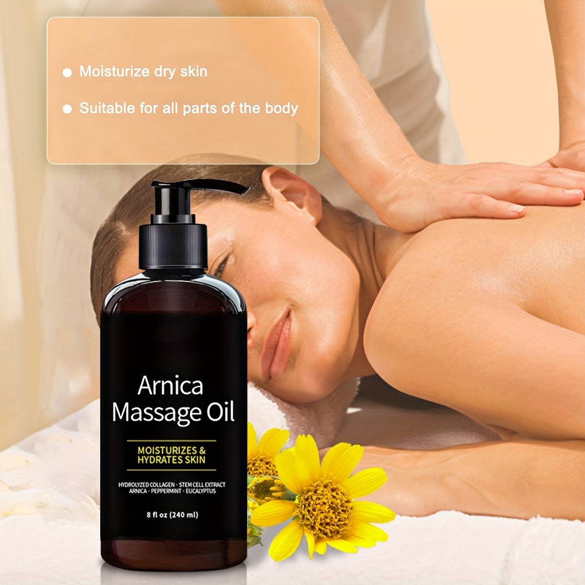 8.12oz/ 8 fl.ozArnica Massage Oil with Hydrolyzed Collagen, Peppermint & Eucalyptus Oils, for All Skin Types luvshop24