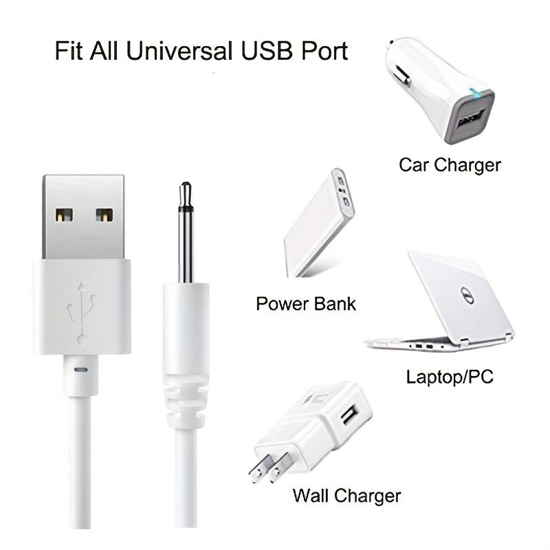 2pcs 3.3ft Fast Charging Cord Adapter - USB To 2.5mm DC Jack - Rechargeable Massager Wand Compatible luvshop24