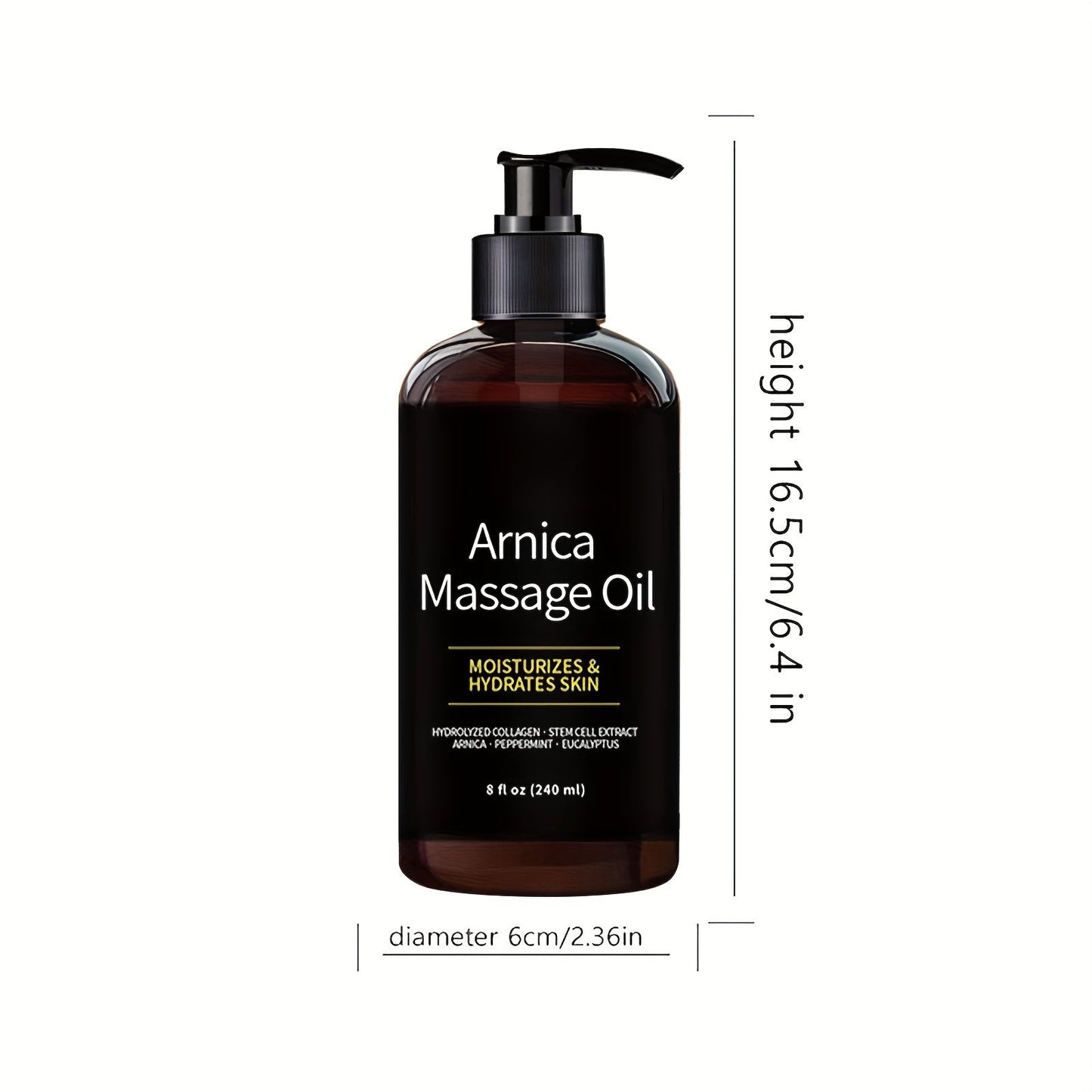 8.12oz/ 8 fl.ozArnica Massage Oil with Hydrolyzed Collagen, Peppermint & Eucalyptus Oils, for All Skin Types luvshop24