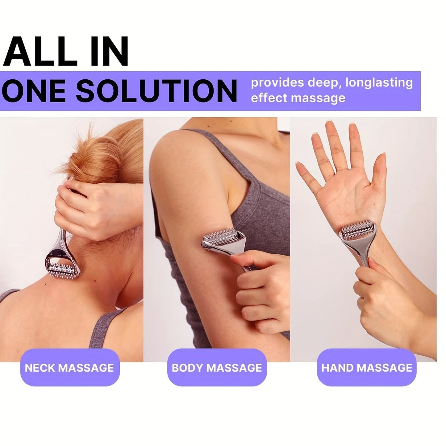 Stainless Steel Facial Massage Roller Gua Sha Tool Set Massager for Face Body Beauty SPA Care Tools, Acupressure Massager - Deep Tissue Massage Tool for Hand, Foot, Neck, Arms luvshop24
