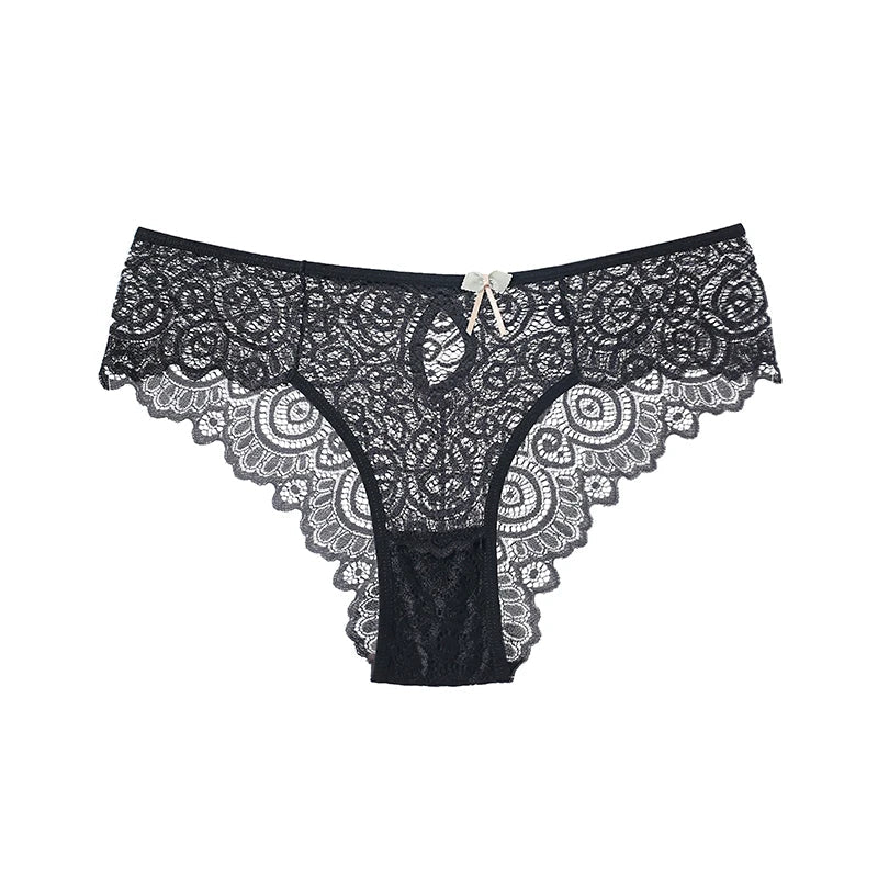 Lace Women's Panties Sexy Low-Waist Briefs Transparent Underwear Female Hollow Out G String Solid Comfortable Underpant Lingerie luvshop24