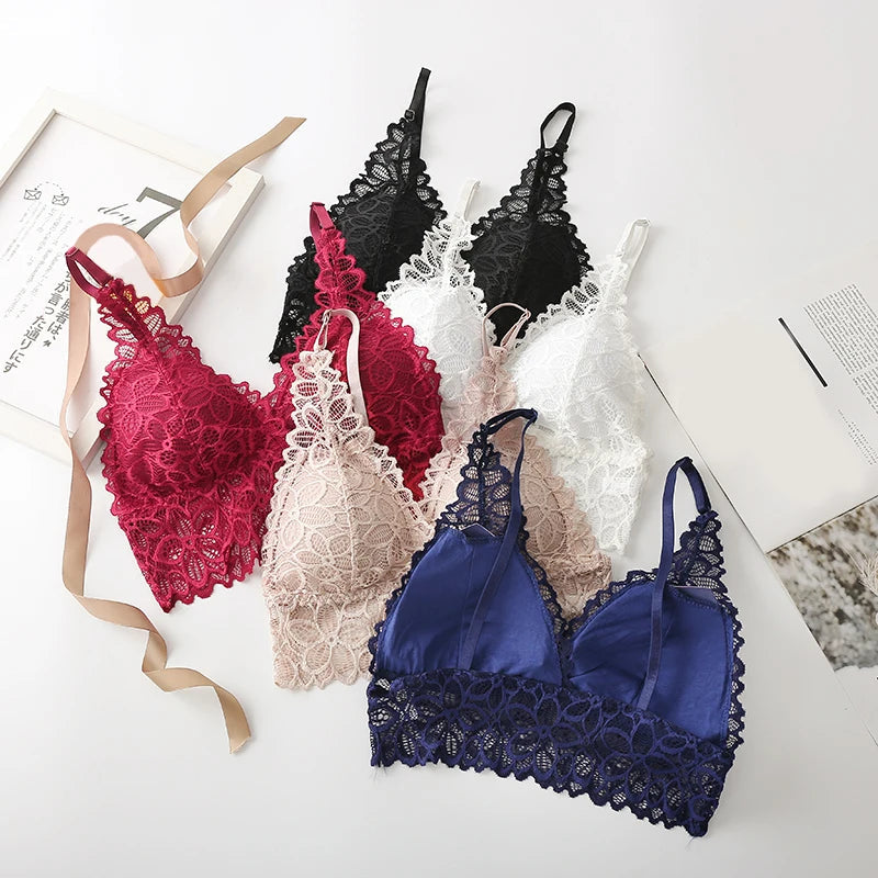 Lace Sexy Lingerie Wireless Bra For Women Padded Push Up Bralette Female Brassiere Soft Backless Fashion Bras Underwear luvshop24