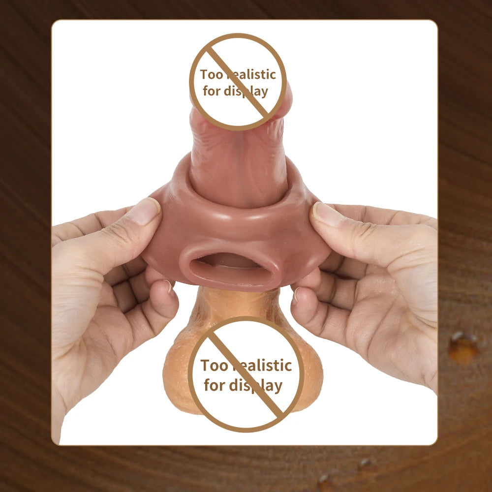 Realistic Penis Extension Cock Sleeve Reusable Penis Enlarger Delay Condoms For Men Dildo Enhancer Couple Flirting Sex Toys luvshop24