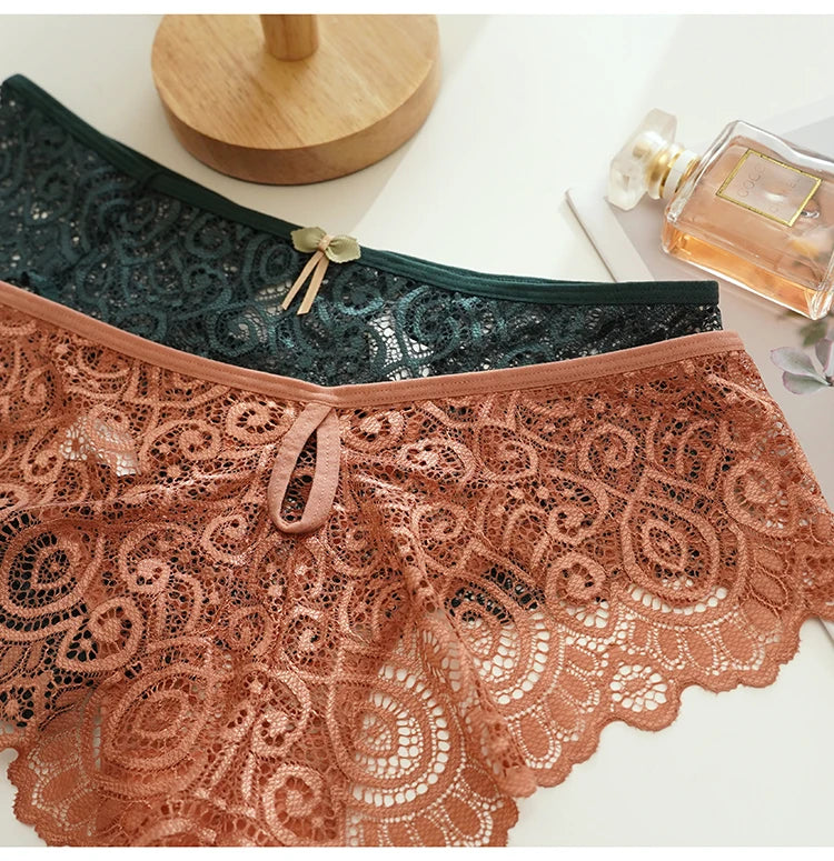 Lace Women's Panties Sexy Low-Waist Briefs Transparent Underwear Female Hollow Out G String Solid Comfortable Underpant Lingerie luvshop24