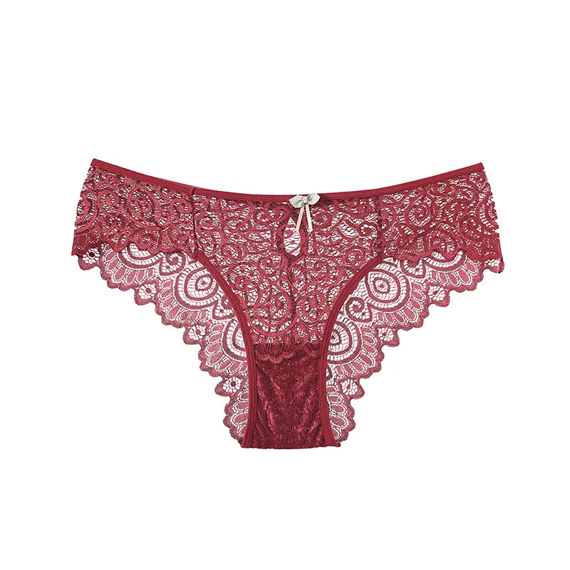 Lace Women's Panties Sexy Low-Waist Briefs Transparent Underwear Female Hollow Out G String Solid Comfortable Underpant Lingerie luvshop24