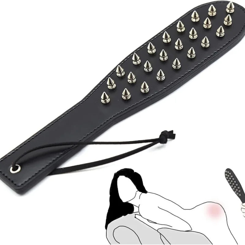 141G Metal Leather Erotic Toys for Foreplay Flirting Punishment Spanking Whip Sexual Abuse Hand Slap Props Rivet BDSM SM luvshop24