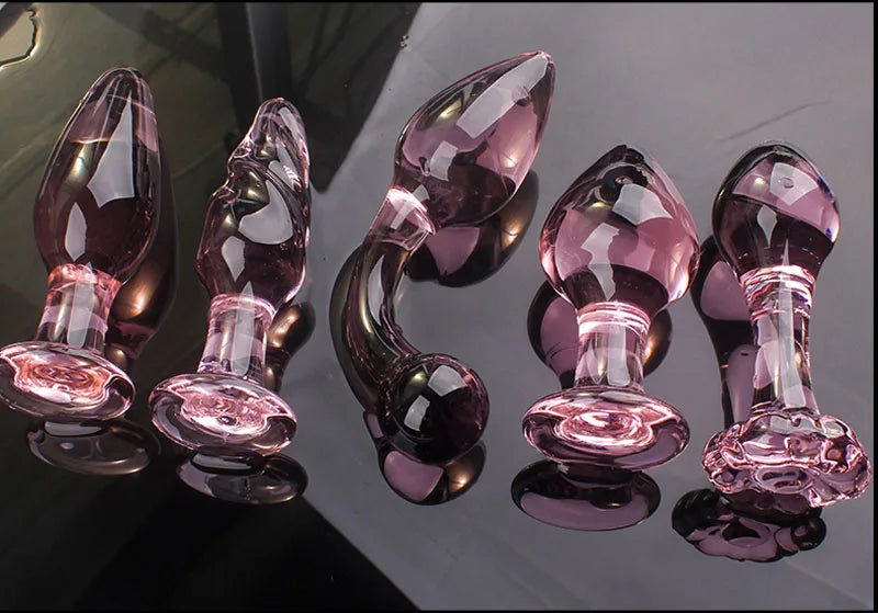Candiway Exquisite Pink Crystal Glass Anal Plug Adult Masturbation Products Prostate Massager Erotic Toys For Couple (5 Styles) luvshop24