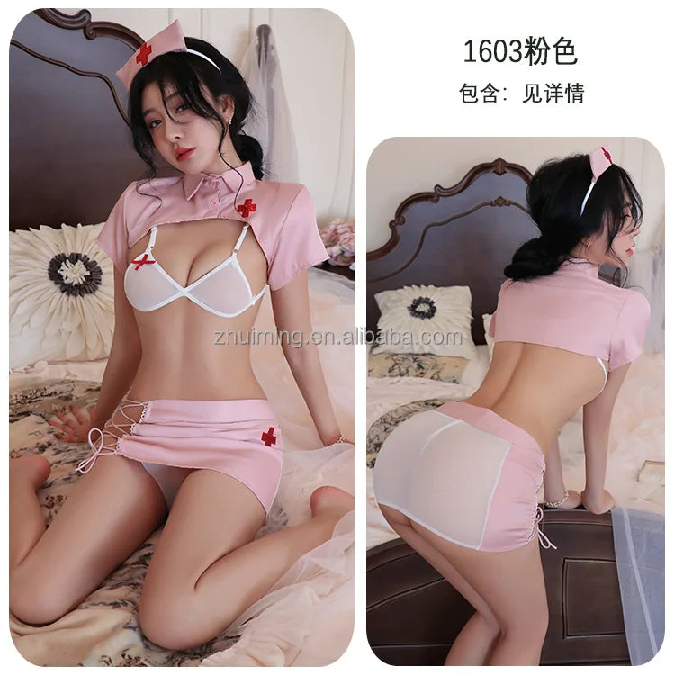 Pink Nurse Erotic Lingerie Ladies Clothes luvshop24