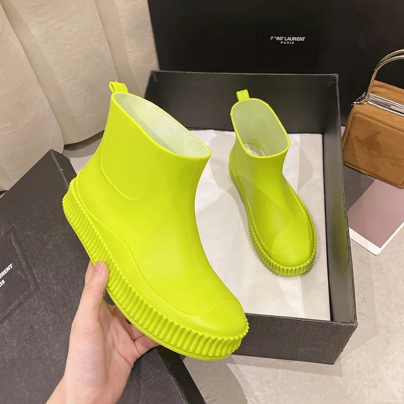 Adult Women Girs PVC Waterproof Fashion Garden Rain Boots Daily Commuting Rain Shoes luvshop24