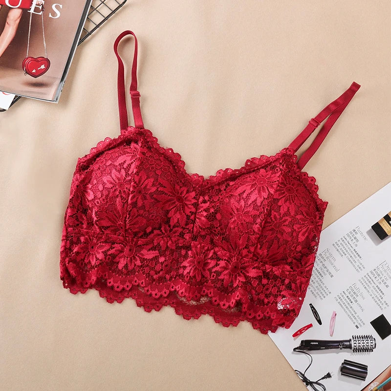 Lace Sexy Lingerie Wireless Bra For Women Padded Push Up Bralette Female Brassiere Soft Backless Fashion Bras Underwear luvshop24