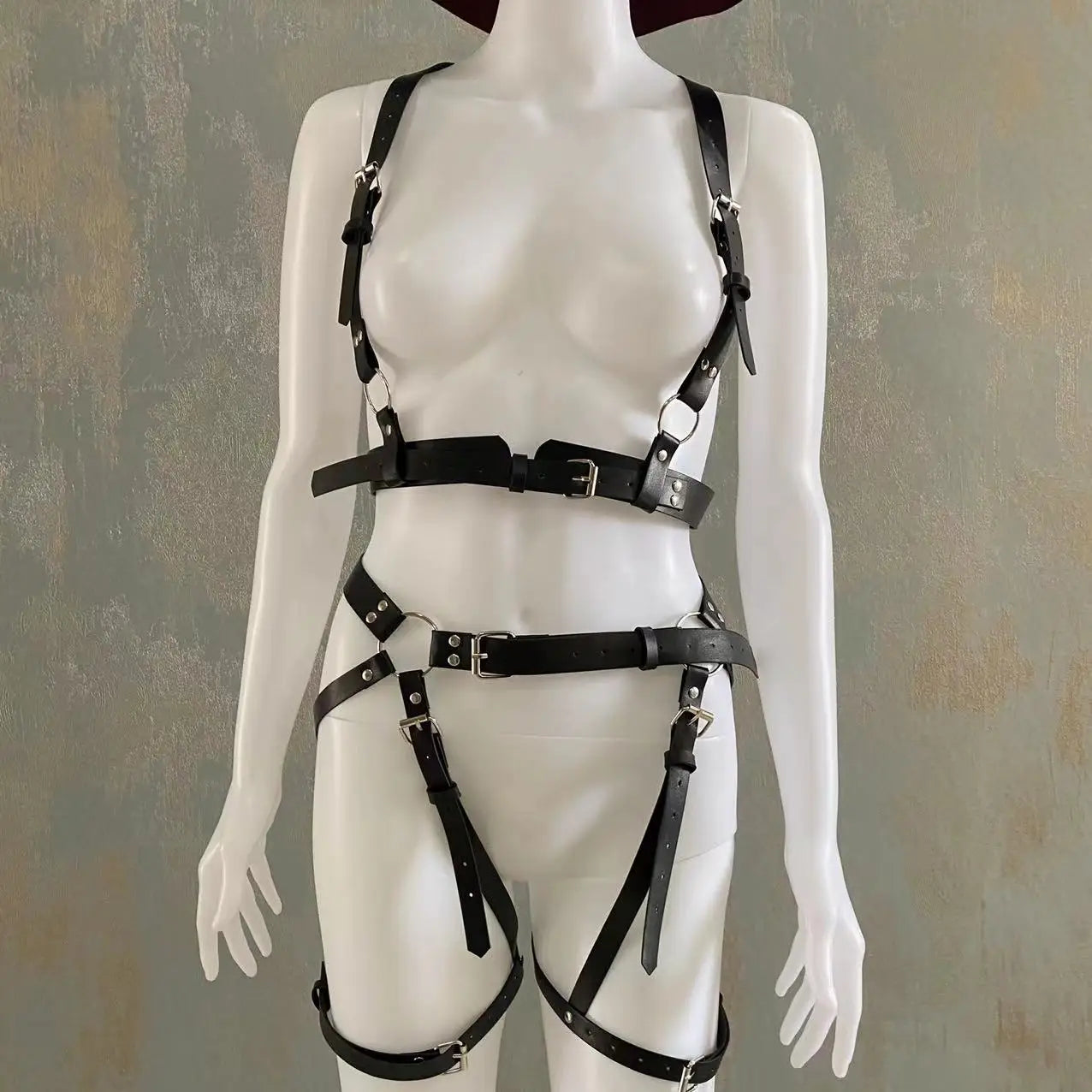 Women Leather Y Lingerie Harness Set Garters Stockings Bondage Sword Belt Bdsm Gothic Harajuku Suspenders Erotic Toy luvshop24