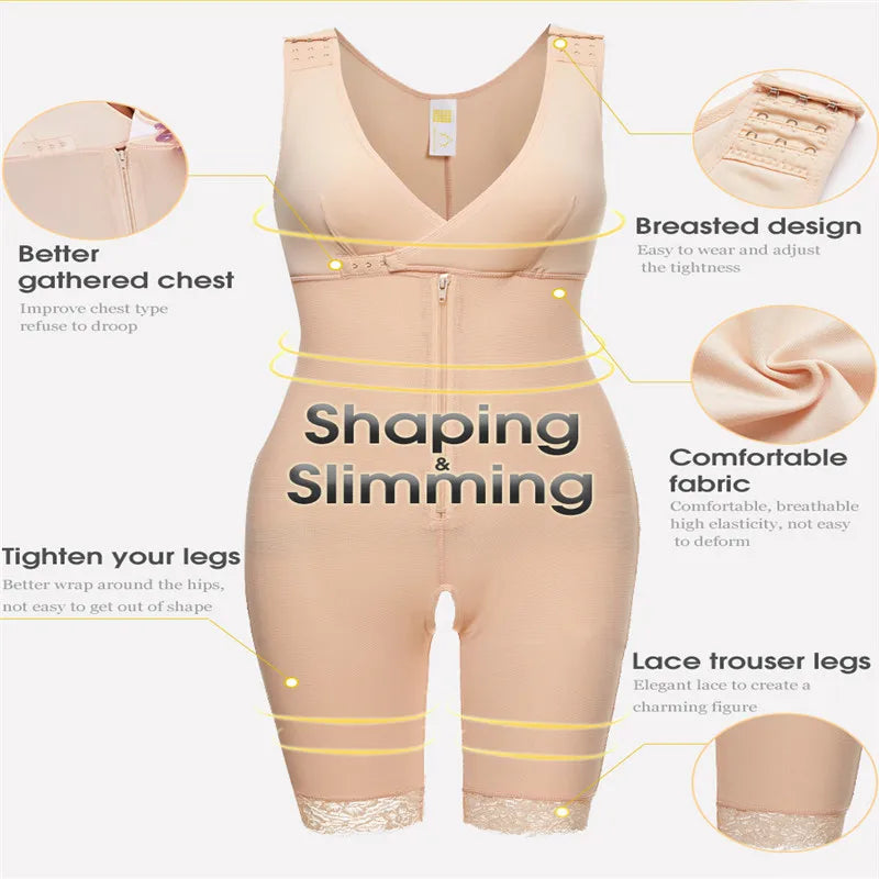 Zip Waist Lace Slimming Shaper Corset Control Shapewear Butt Lifter Strap Body Shaper Underwear Bodysuit Women Plus Size S-6xl luvshop24