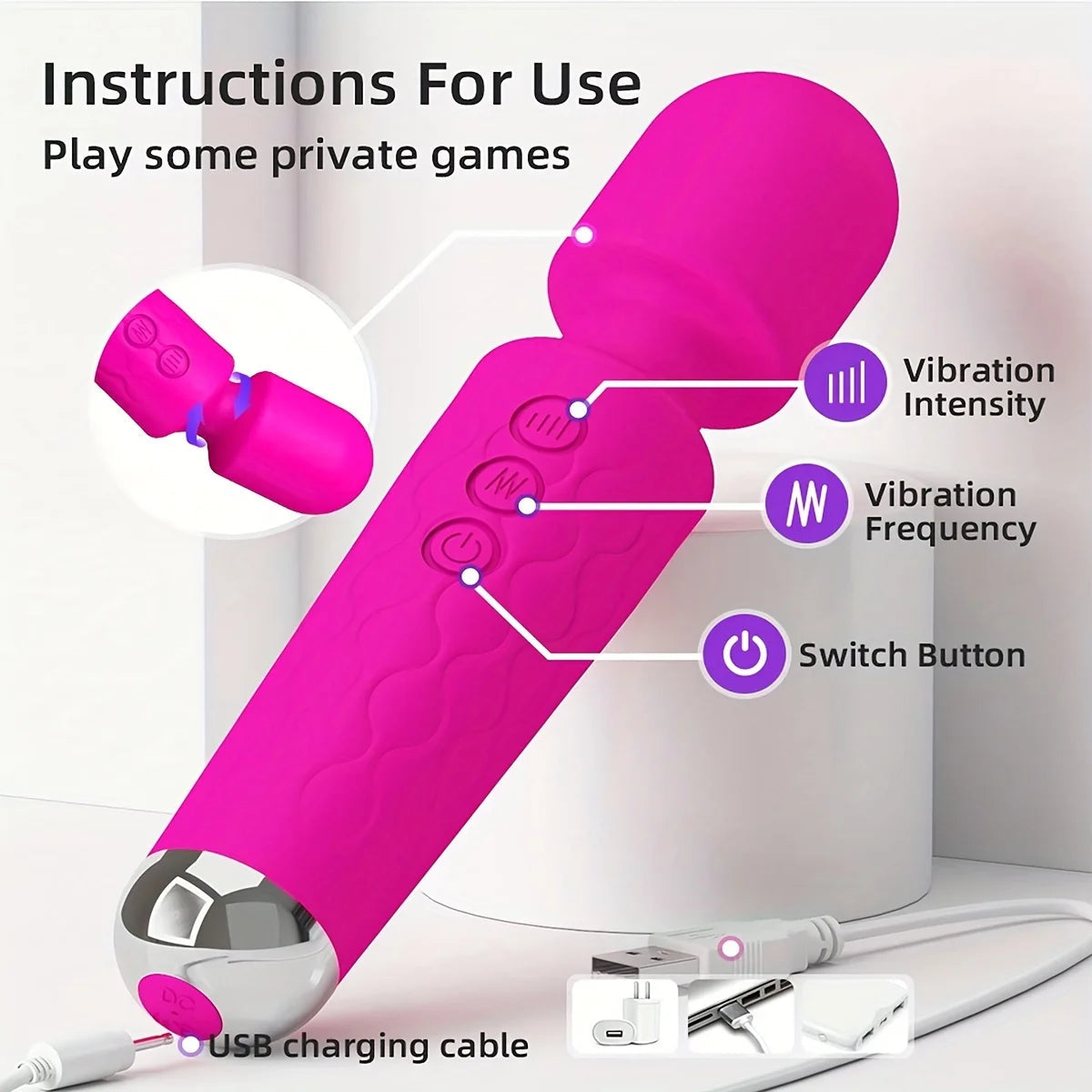 Cheaper Price USB Charge Portable Powerful Personal Mini Wand Massager Vibrator Waterproof Electric Mini Massager for Women luvshop24