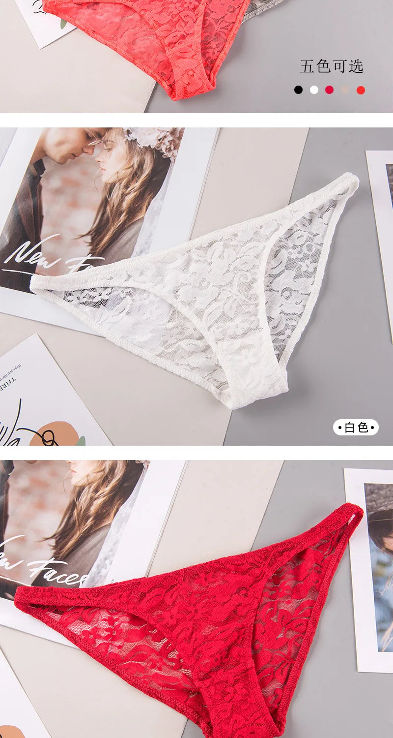 Women's Underwear Sexy Lace Panties Fashion Transparent Comfortable Briefs Low Waist Seamless Underpants Female Sexy Lingerie luvshop24