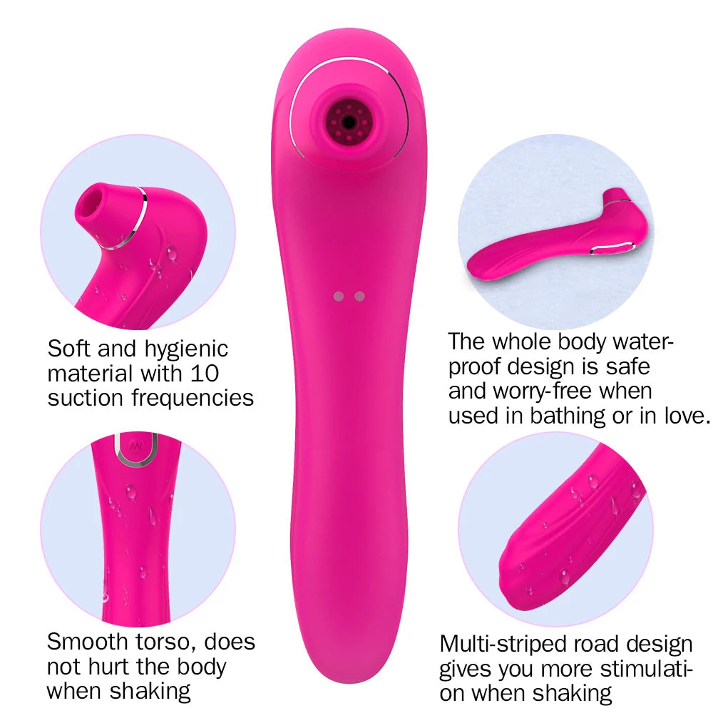 Real Satisfying 10 Speeds Suction and Vibration Massager G Spot Clitoral Vibrator Sucking Vibrator Clit Sucker Dildo for Women luvshop24