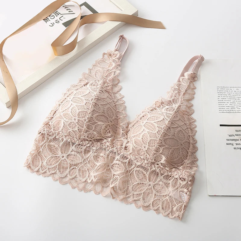Lace Sexy Lingerie Wireless Bra For Women Padded Push Up Bralette Female Brassiere Soft Backless Fashion Bras Underwear luvshop24