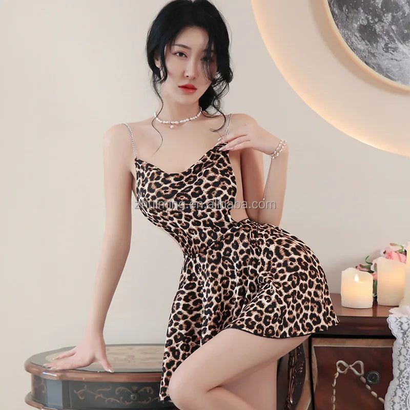 Leopard Print Erotic Lingerie Lace Dress luvshop24