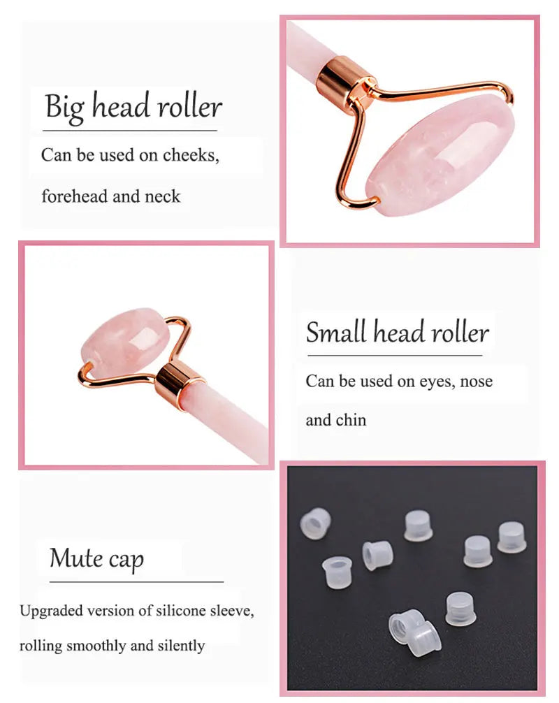 Rose Quartz Face Jade Roller Massagers Guasha Set Gua Sha Tools Natural Stone Gouache Scraper For Facial Massage Beauty Tool luvshop24