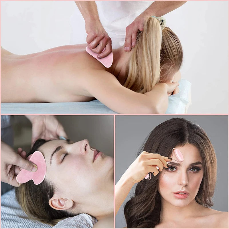 Rose Quartz Face Jade Roller Massagers Guasha Set Gua Sha Tools Natural Stone Gouache Scraper For Facial Massage Beauty Tool luvshop24